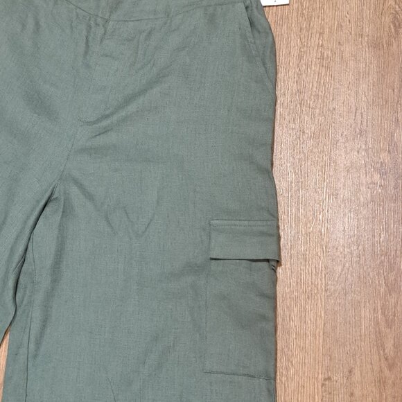 Jessica Simpson Green Wide Leg Cargo Linen Blend Pant NWT Misses Size Small - Picture 6 of 8
